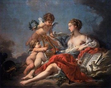  allegory Art - allegory of music Francois Boucher Classic nude